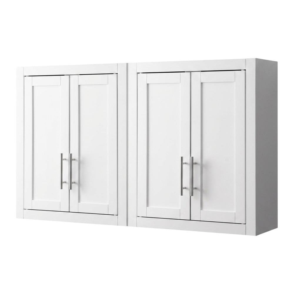 Alt View 3. FurniFact - White 2-Piece Wall Storage Cabinet Set - White.