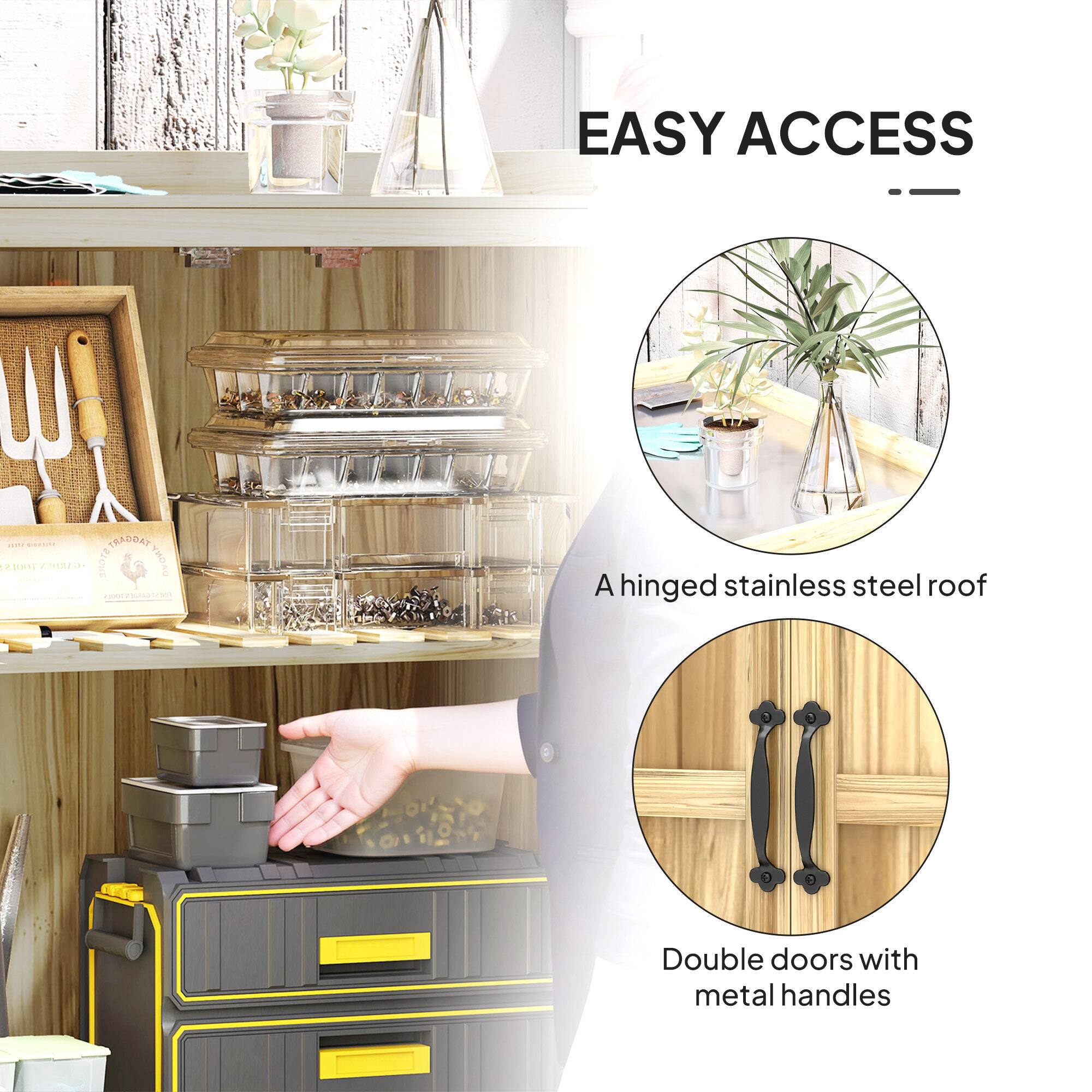 EASY ACCESS - A hinged stainless steel roof - Double doors with metal handles