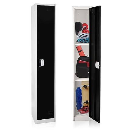 Front. AdirOffice - Storage Locker 629-Series 72" H 1-Tier Steel 2-Shelf Locker with Digital Lock - Black.