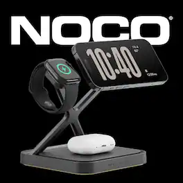 NOCO - XGrid XDS3: 3-in-1 Wireless Charging Stand for iPhone, Apple Watch & AirPods – MagSafe Compatible + Qi2 Certified - Black