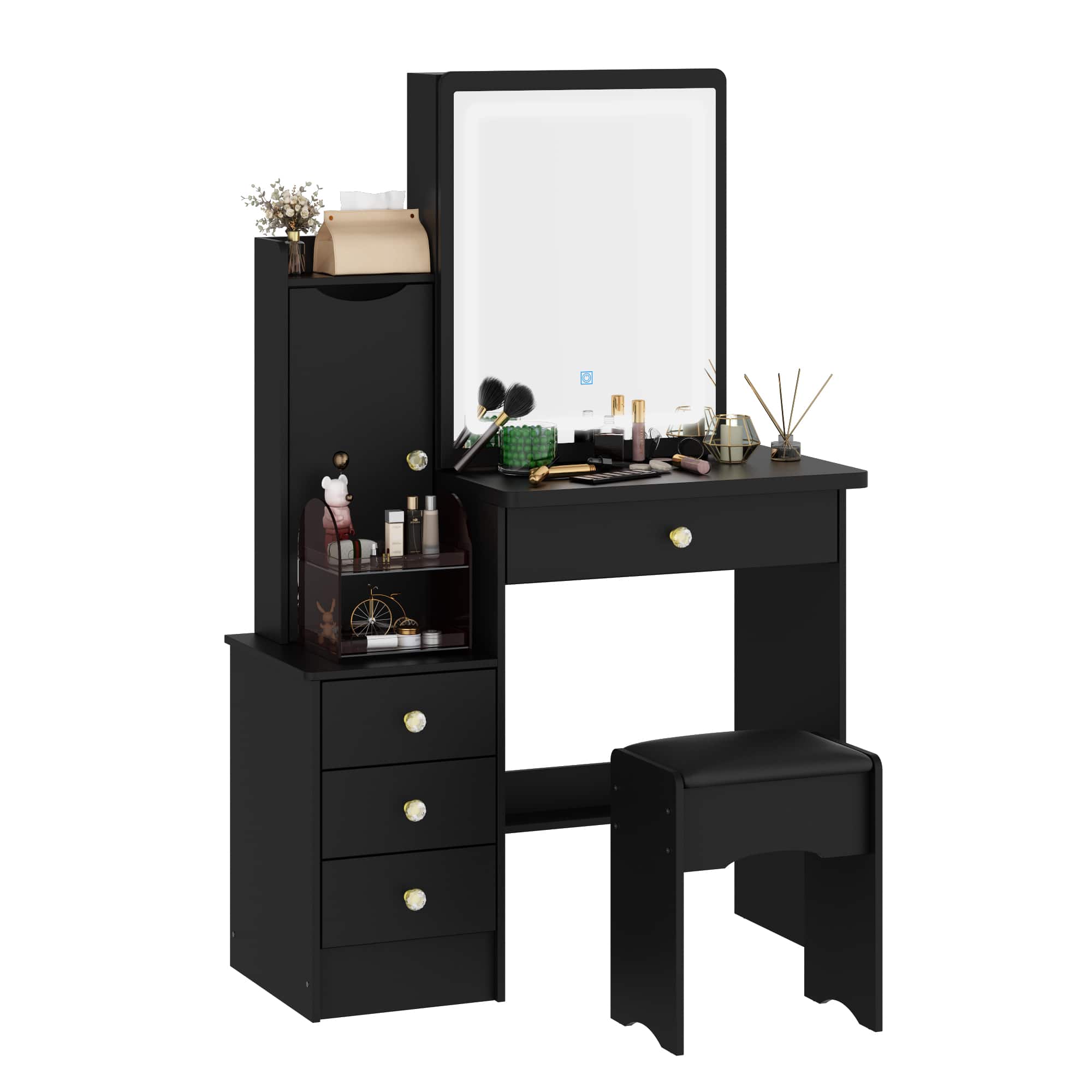 Famapy - LED Vanity Table Set: Organized Makeup Station with Smart Storage - Black price history on PriceWatchPro