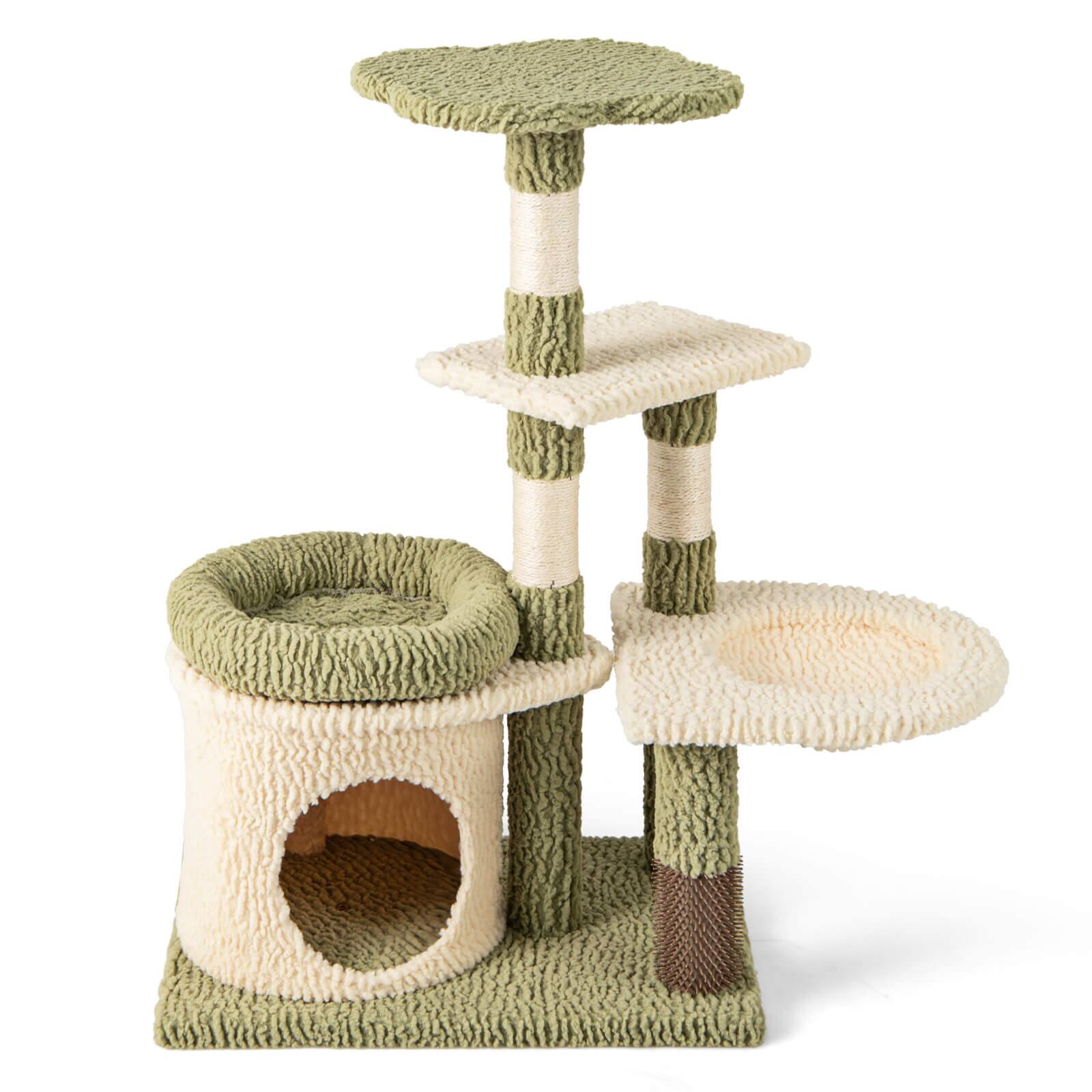 Alt View 9. Costway - Costway Cute Cat Tree Multi-Level Aesthetic Kitten Tower w/ Condo Indoor Cat Climbing Furniture Activity Center - Green.