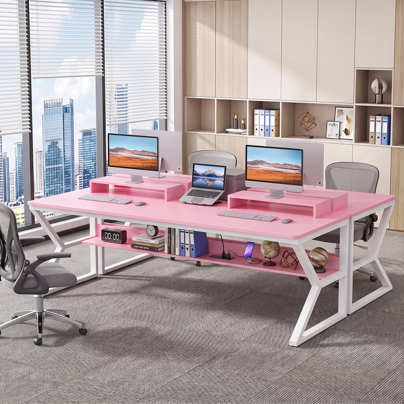 Aheaplus 71 Inch Extra Long Computer Desk with Charging Station, Large ...