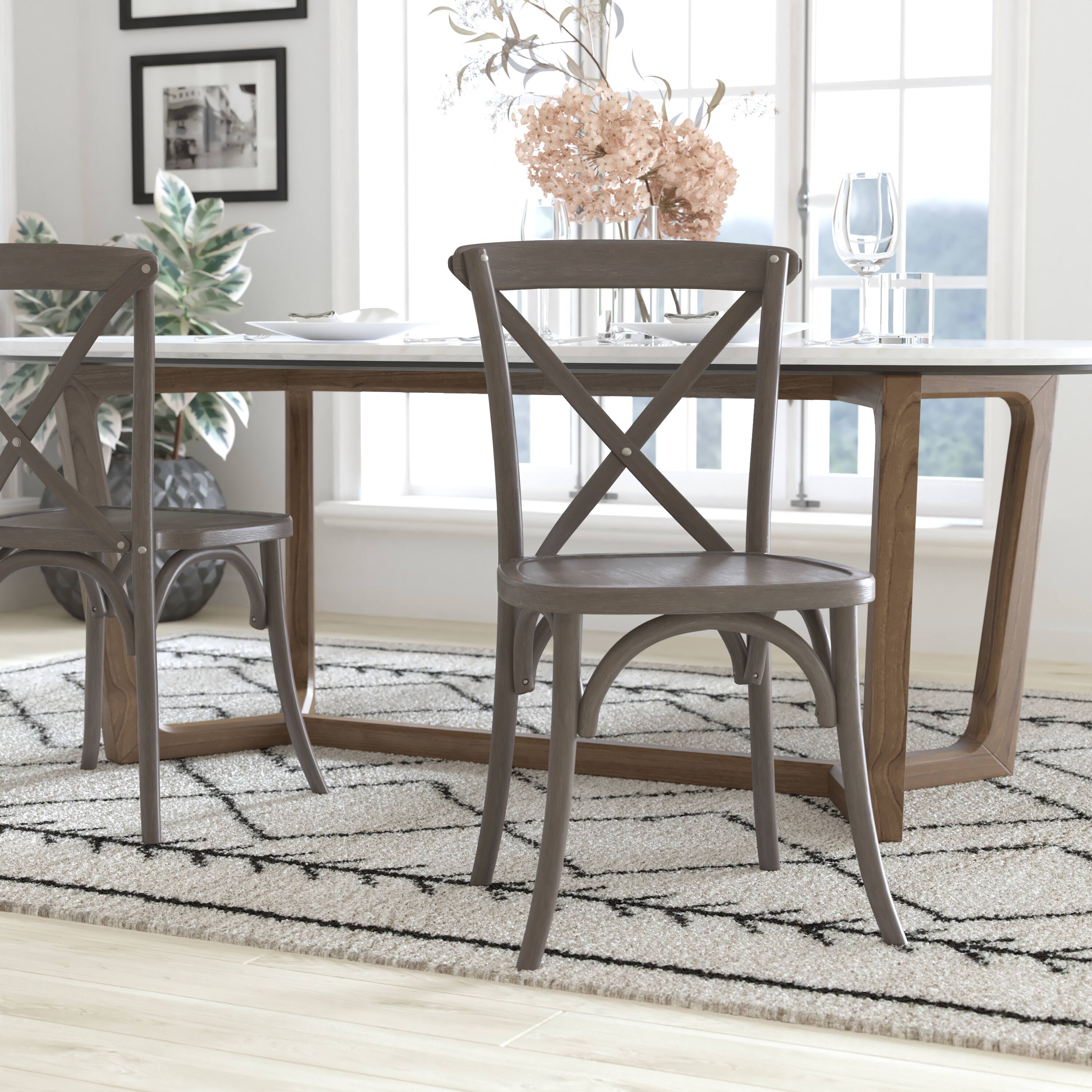 Front. Emma + Oliver - 2-pack X-Back Chair - Grey.