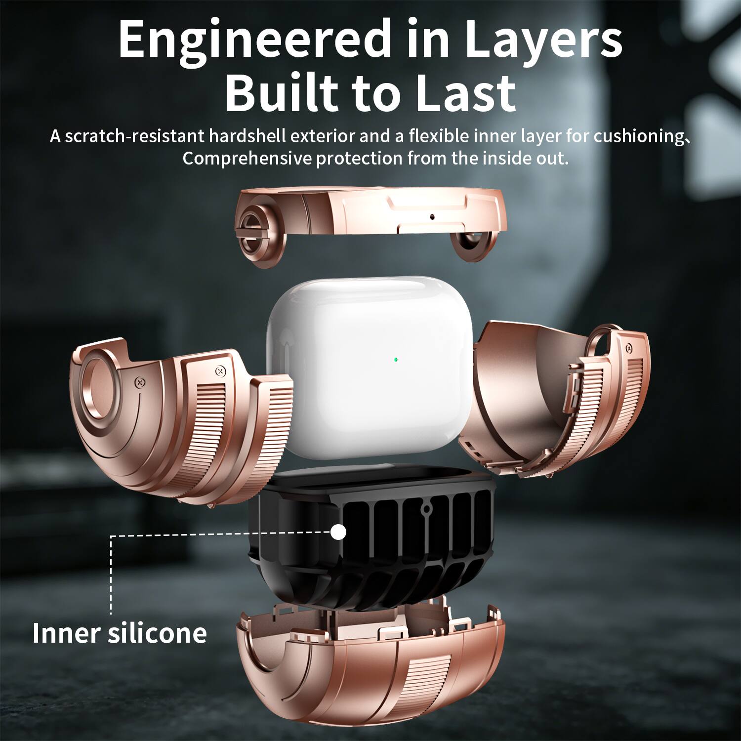 Engineered in Layers Built to Last  
A scratch-resistant hardshell exterior and a flexible inner layer for cushioning, Comprehensive protection from the inside out.  
Inner silicone