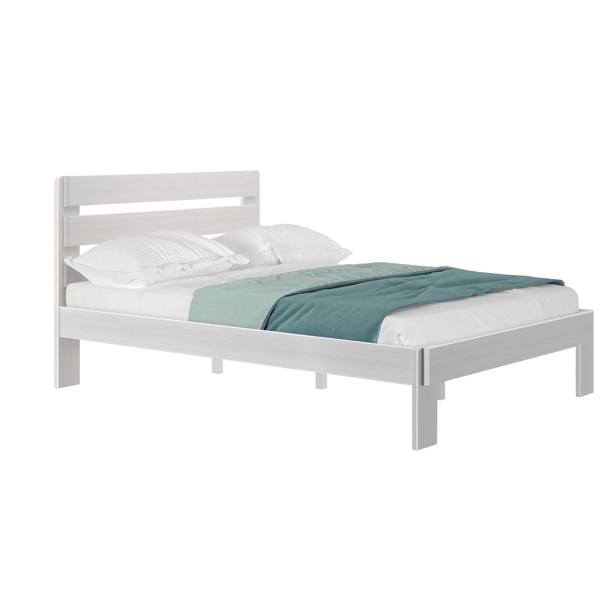 Alt View 1. Plank+Beam - Farmhouse Queen Bed with Plank Headboard, White Wash - White Wash.