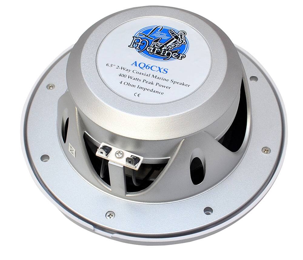 Mariner  
AQ6CXs  
6.5" 2-Way Coaxial Marine Speaker  
400 Watts Peak Power  
4 Ohm Impedance  
CE