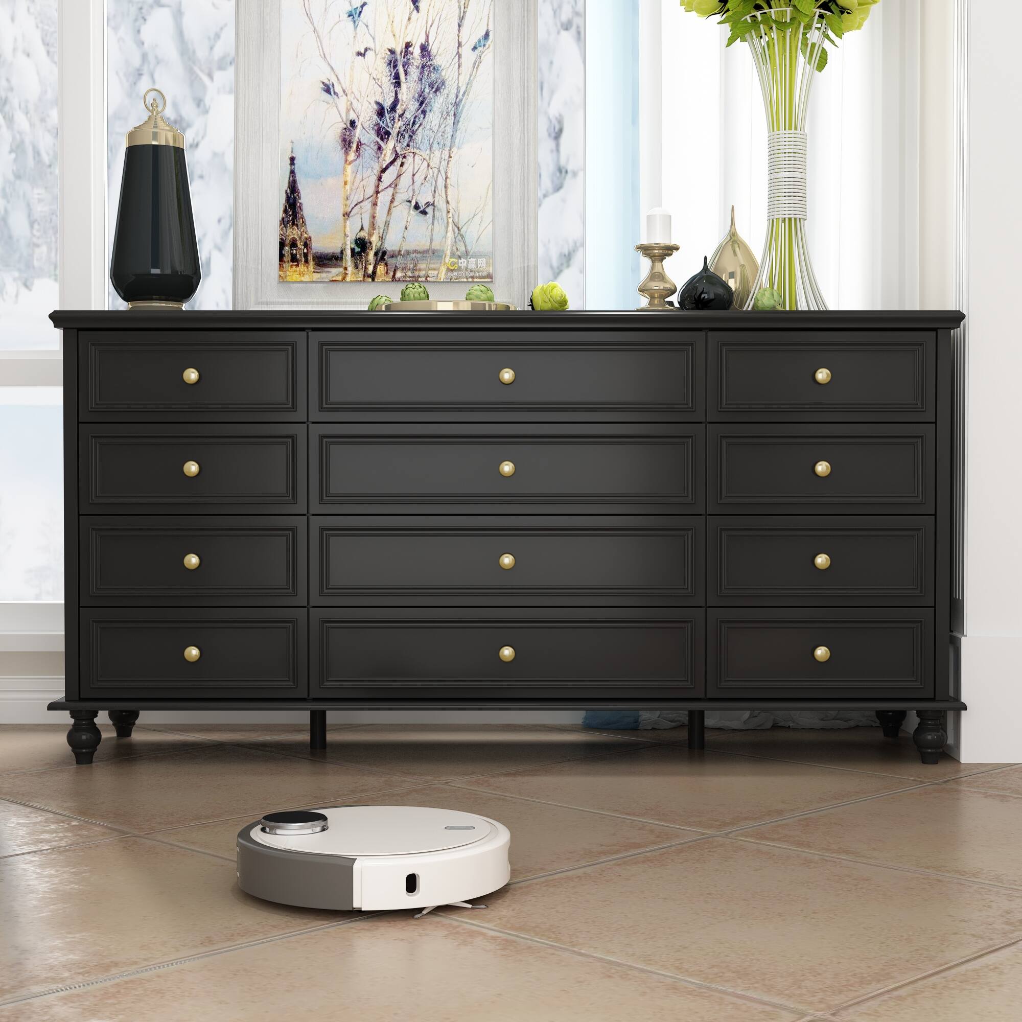 Alt View 9. FUFU & GAGA - FUFU&GAGA 12 - Drawer Silent Dresser: Spacious & Quiet Storage Solution Black - Black.