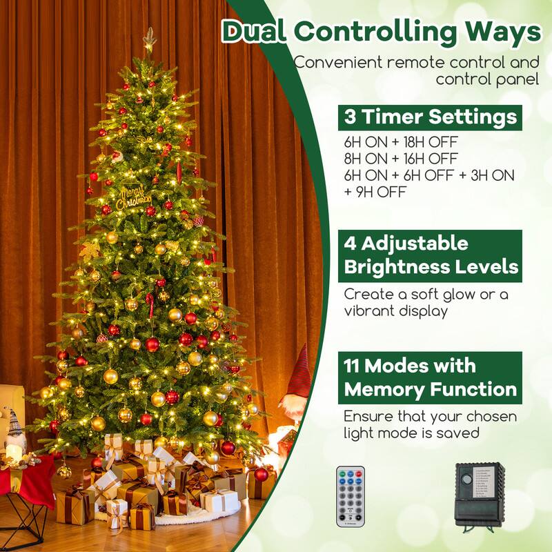 Dual Controlling Ways  
Convenient remote control and control panel  

3 Timer Settings  
6H ON + 18H OFF  
8H ON + 16H OFF  
6H ON + 6H OFF + 3H ON + 9H OFF  

4 Adjustable Brightness Levels  
Create a soft glow or a vibrant display  

11 Modes with Memory Function  
Ensure that your chosen light mode is saved