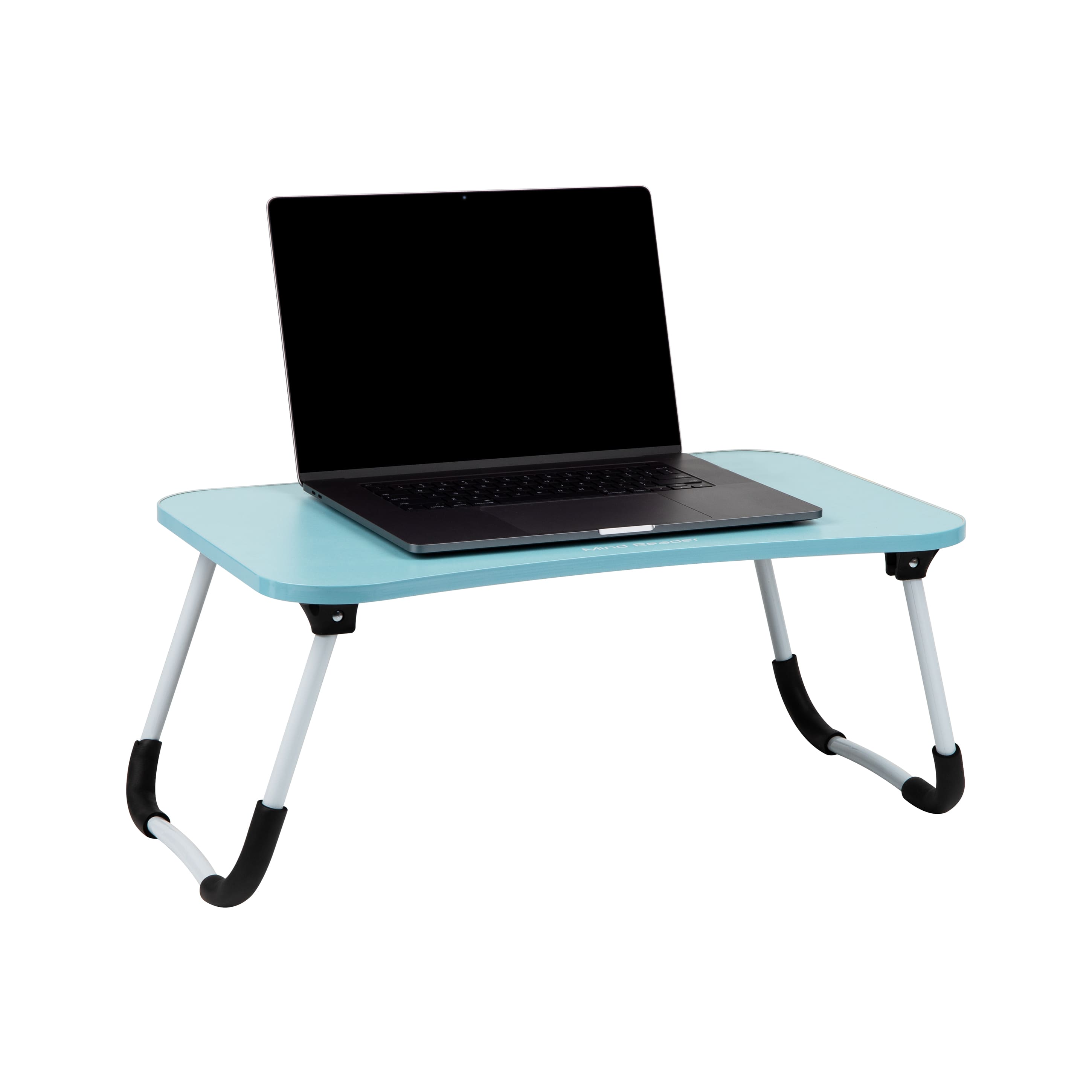 Front. Mind Reader - Lap Desk Laptop Stand, Bed Tray, Folding Legs, Couch Table, Portable, MDF , 23.25"L x 13.75"W x 10.5"H - Blue.