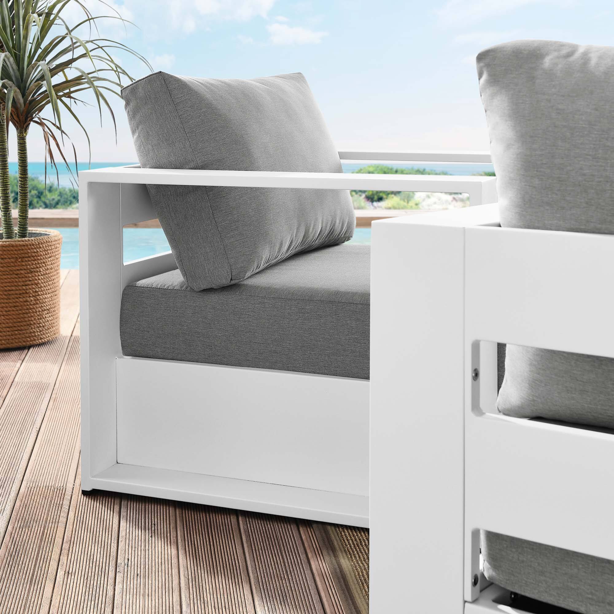 Alt View 1. Modway - Tahoe 2-Piece Outdoor Patio Powder-Coated Aluminum Armchair Set by Modway - White Gray.
