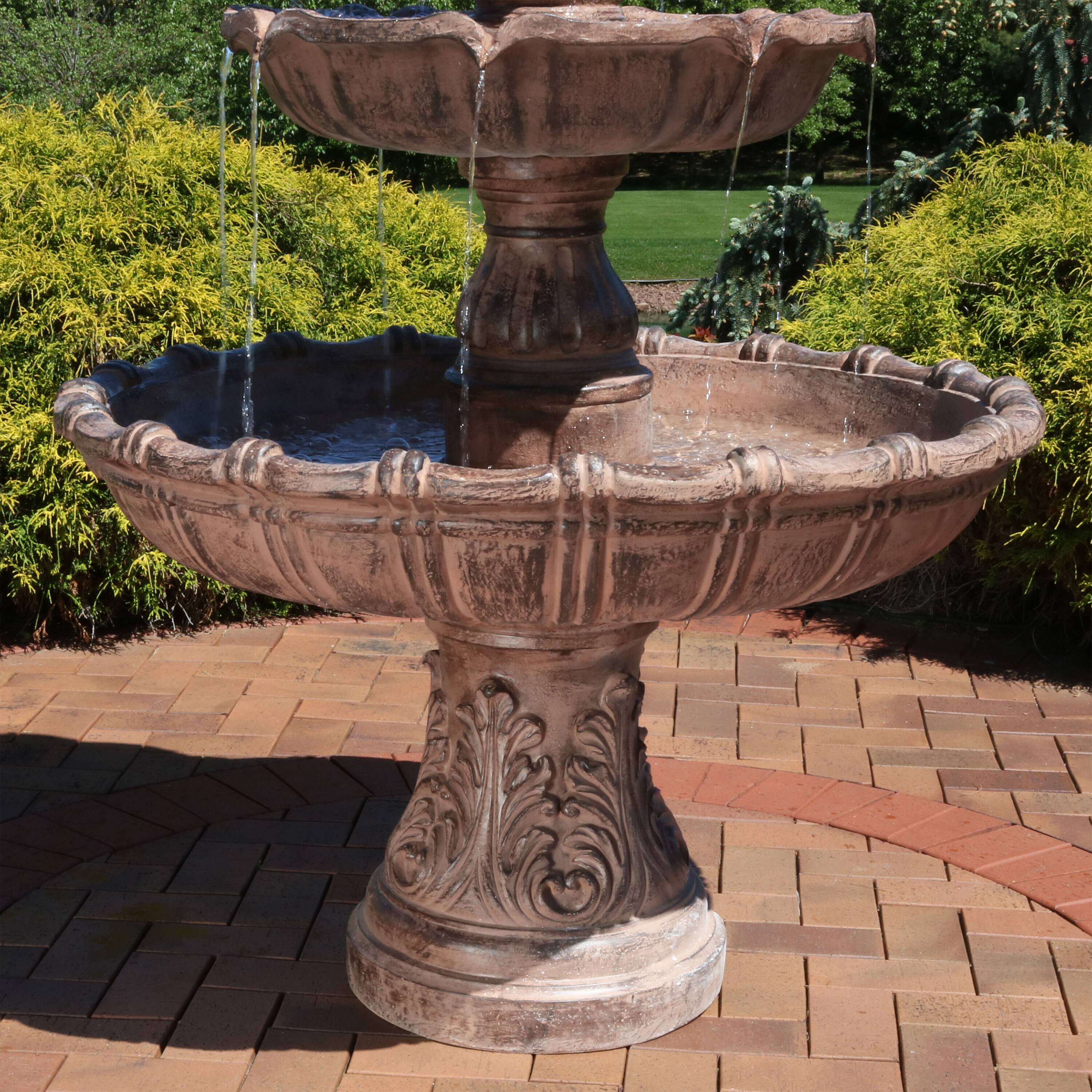 Alt View 9. Sunnydaze - Tiered Ball Resin Outdoor 4-Tier Water Fountain - Brown.