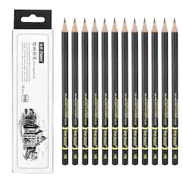 Unique Bargains - 12pcs HB Sketch Pencils Professional Graphite Wood Break-Resistant for Artists Beginners Shading Doodling - Black