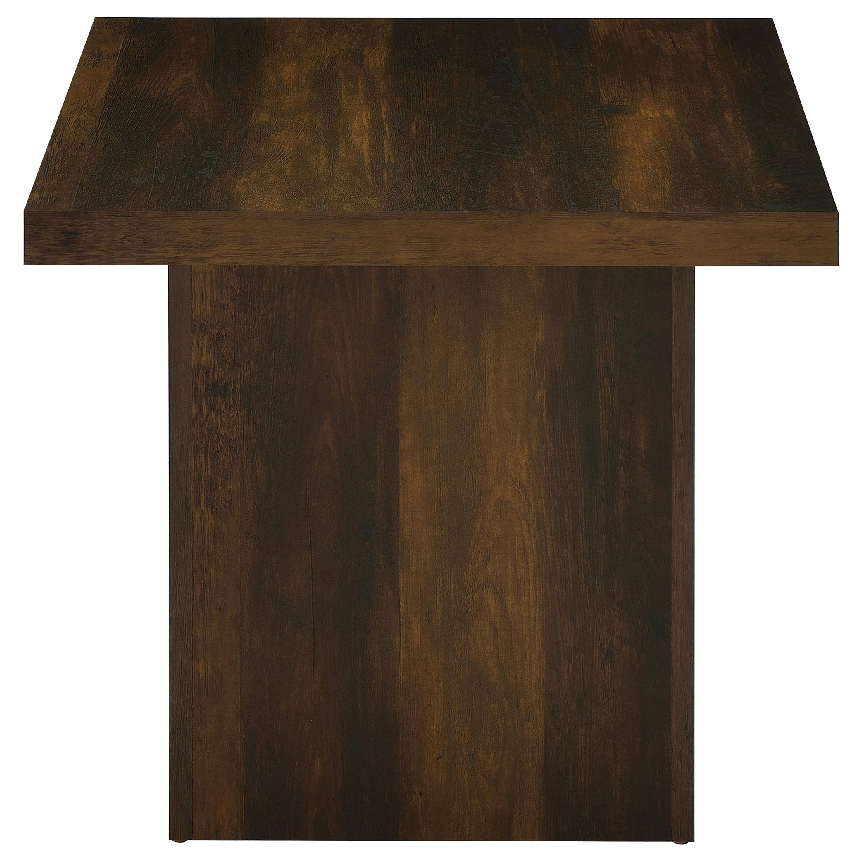 Alt View 2. Manhattan Lane - Darla 2Pc Square Coffee and End Table Set, Block Bases, Dark Pine Wood - Brown.