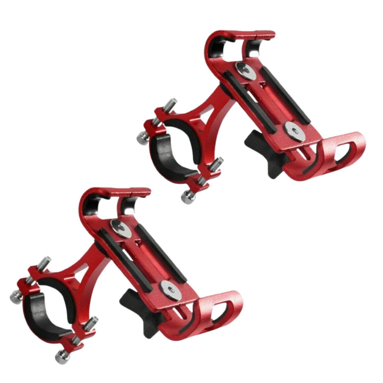 Front. Home Collection - 2pcs Red 360° Aluminum Motorcycle Bike Bicycle GPS Cell Phone Holder Handlebar Mount - Red.