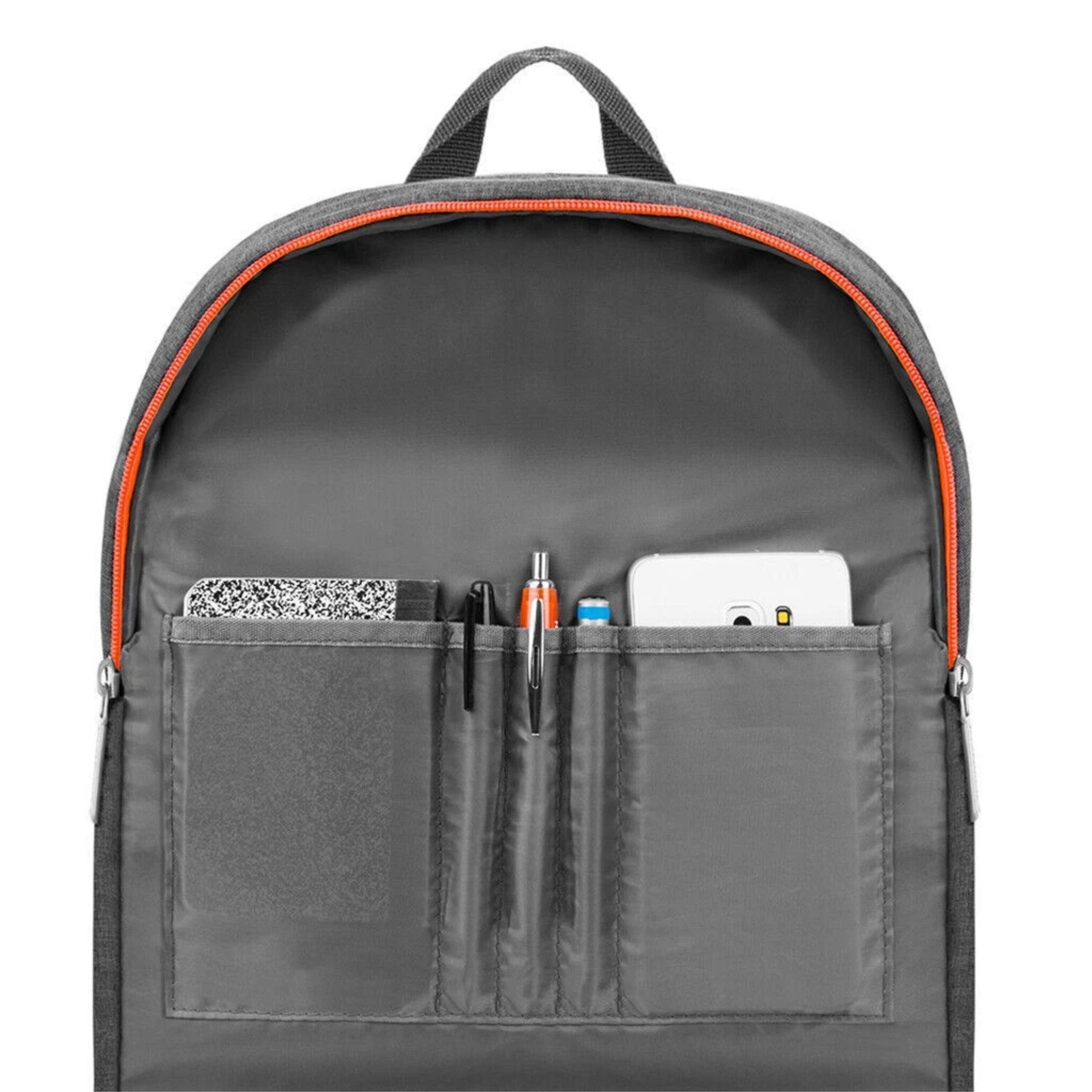 Alt View 3. Kitcheniva - Laptop Backpack School Bag For 16" Laptop - Gray/Orange.