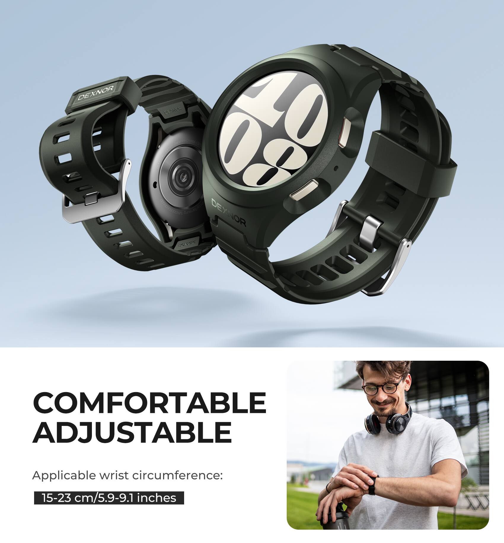 DEXNOR 11.206d 08 40 DEYNOR DEY 0 COMFORTABLE ADJUSTABLE

Applicable wrist circumference: 15-23 cm/5.9-9.1 inches