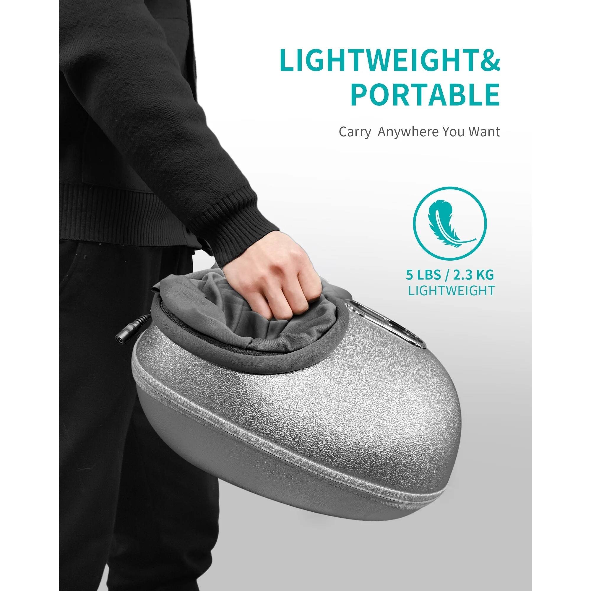 LIGHTWEIGHT & PORTABLE  
Carry Anywhere You Want  
5 LBS / 2.3 KG  
LIGHTWEIGHT