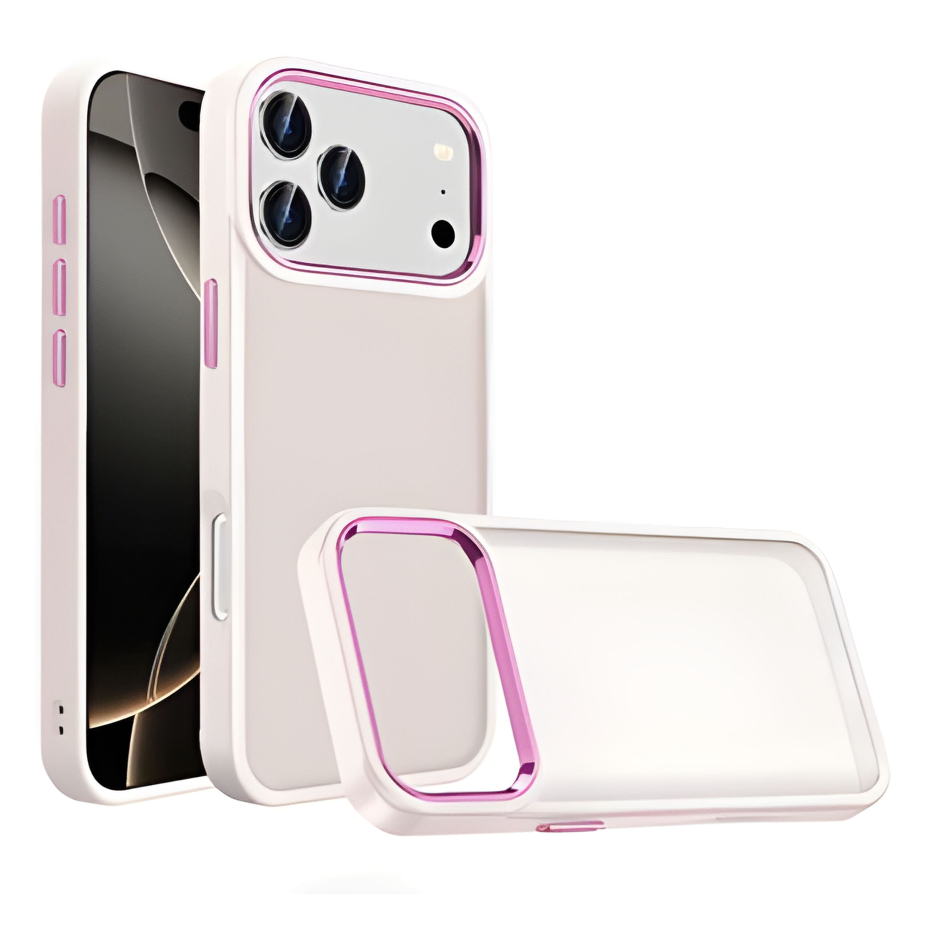 Kitcheniva - Smooth Thick Acrylic Metal Buttons Phone Case With Tempered Glass For iPhone 17 Pro Max - Beige price history on PriceWatchPro