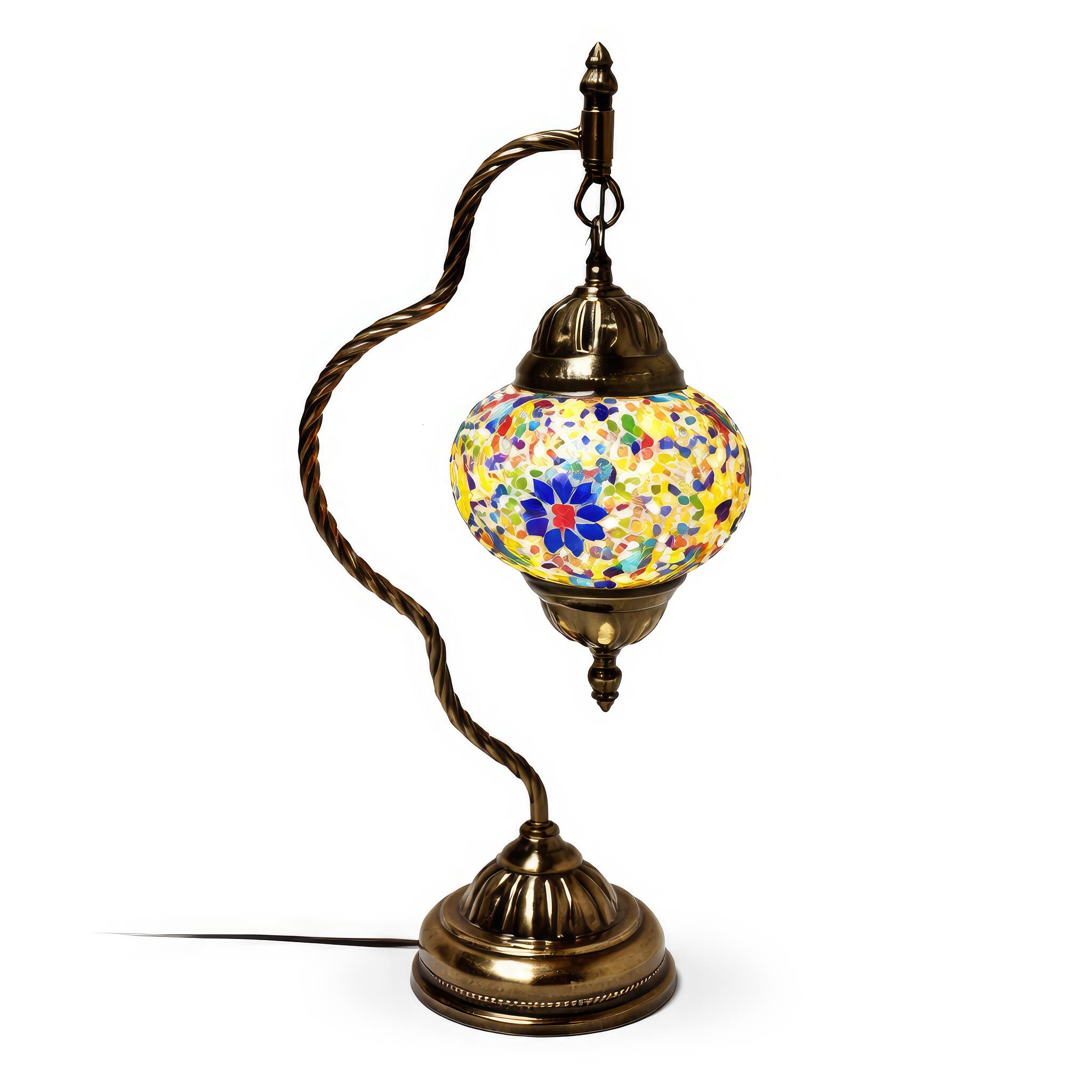Angle. FC Design - 17"H Bronze Artistic Stand Red/Blue Floral Tile Mosaic Turkish Lamp.