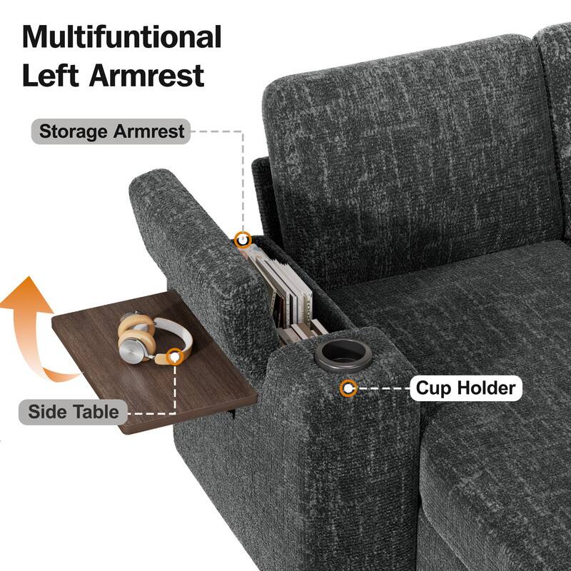 Multifunctional Left Armrest

- Storage Armrest
- Side Table
- Cup Holder