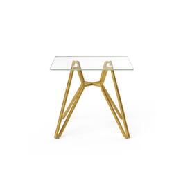 Ecooso - 35.4-inch square tempered glass dining table, suitable for 2-4 people, , equipped with sturdy metal table legs - Gold