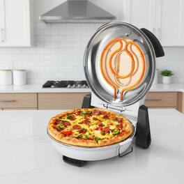Forest'nSky - 12 Inch Electric Pizza Oven with Cordierite Stone & Viewing Window, 1200W, 788°F, 5 Cooking Modes - White