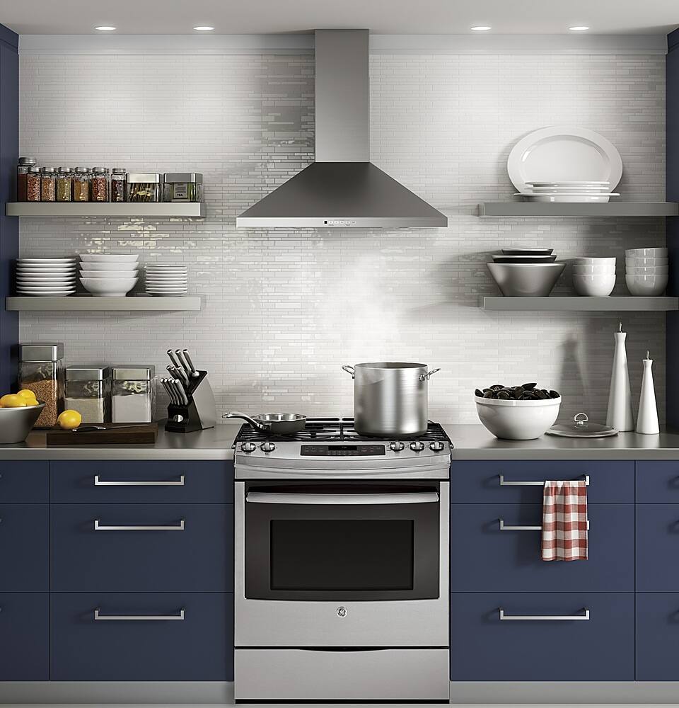 Alt View 17. GE - 36" Convertible Range Hood - Stainless steel.