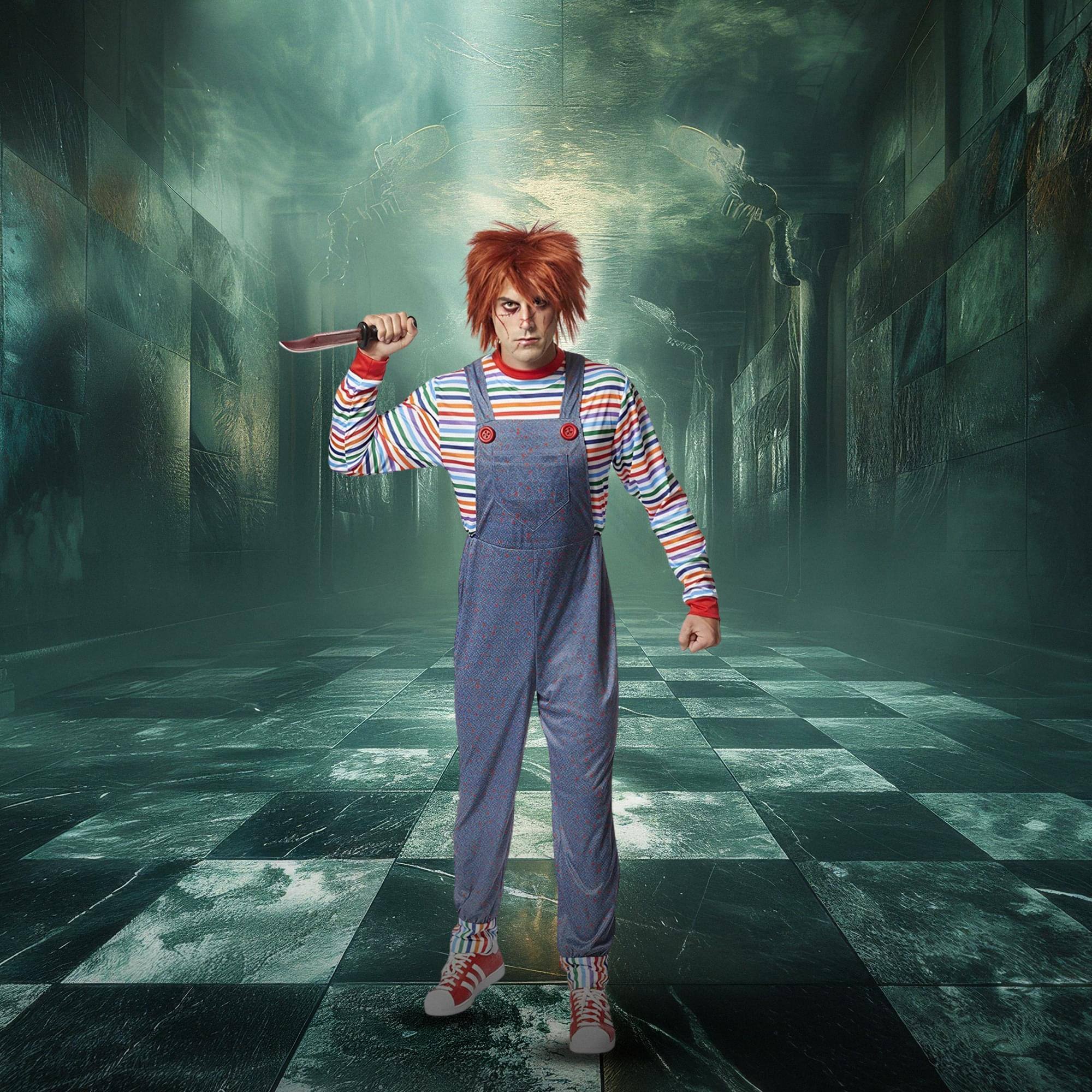 Alt View 10. Costume Culture by Franco - Evil Doll Adult Mens Costume | Extra Large - Blue.