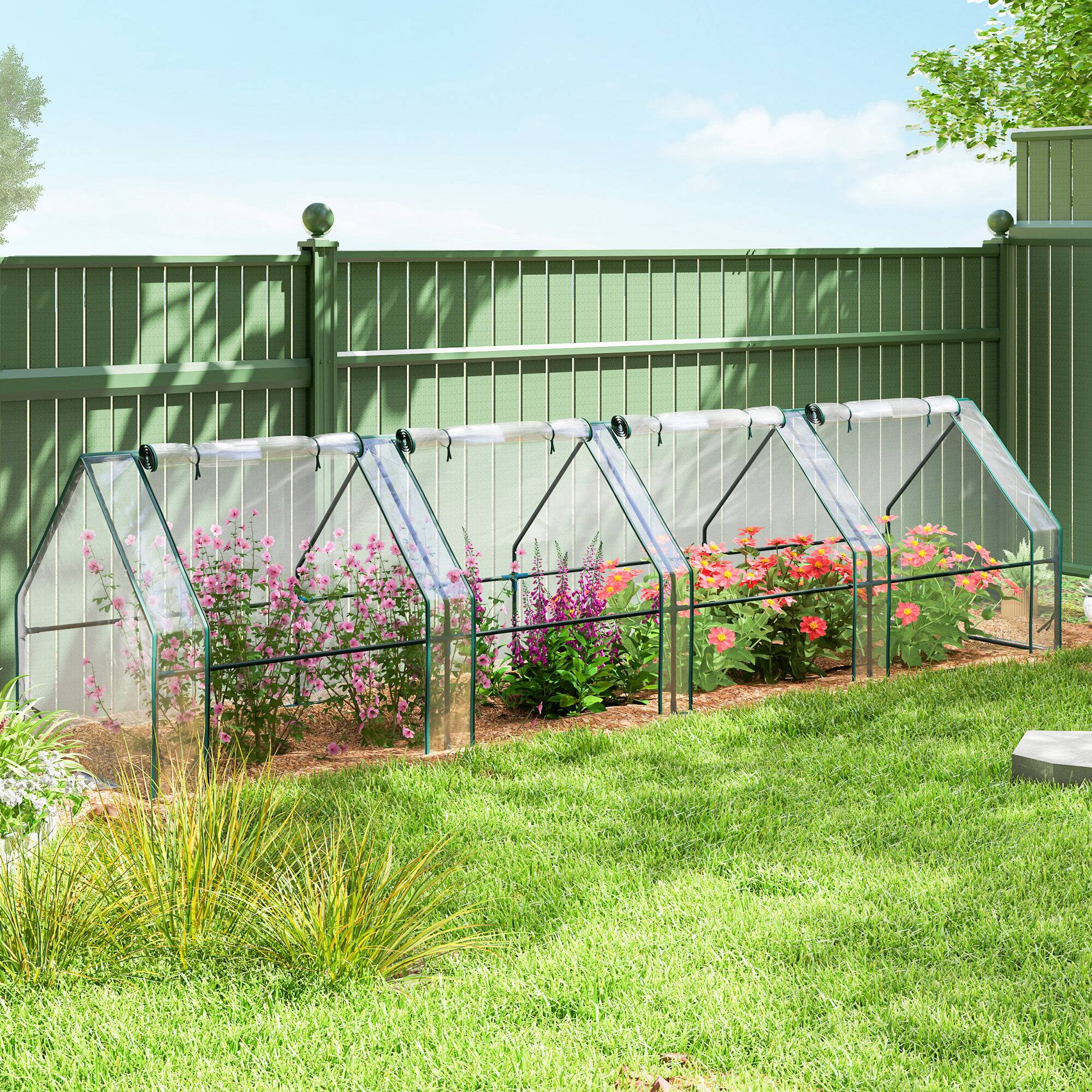 Alt View 1. Outsunny - Mini Greenhouse, Outdoor Garden with Large Zipper Doors and Water/UV PVC Cover - Clear.
