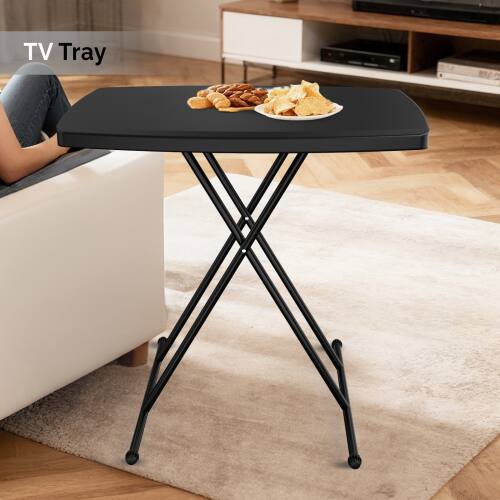 Alt View 1. Winado - 1PC Foldable Portable Camping Side Table Plastic Laptop TV Tray Dinner Table with Adjustable Height for Home Indoor - Black.