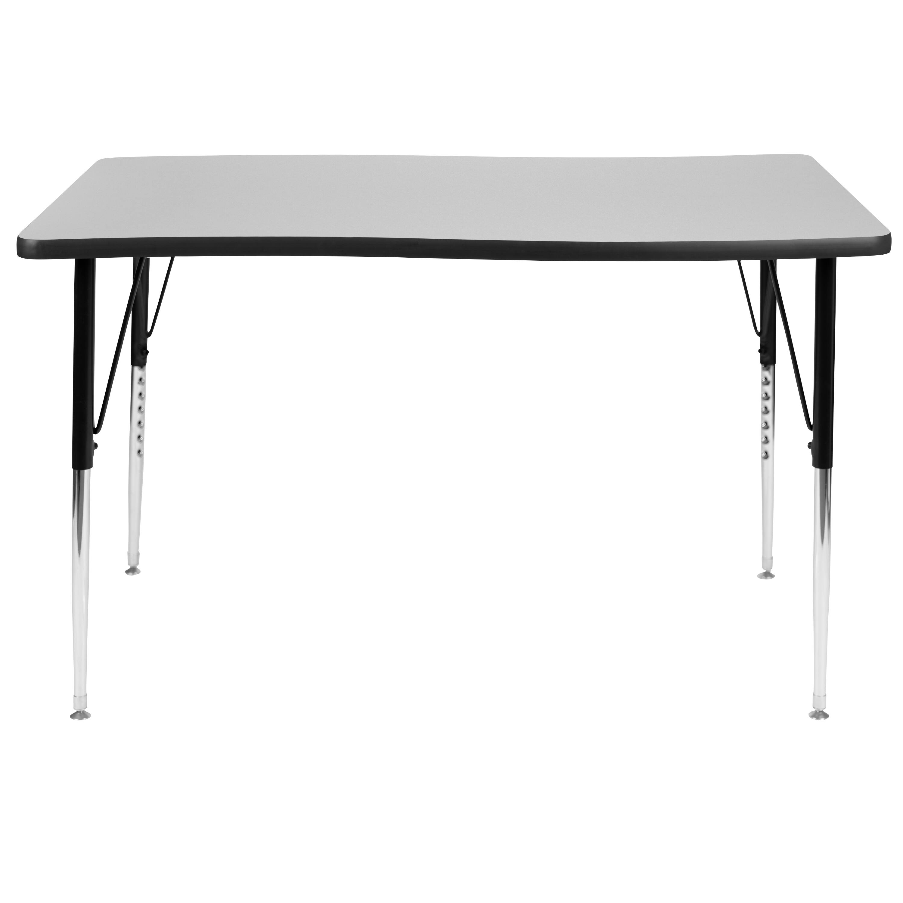 Alt View 5. Emma + Oliver - 28"W x 47.5"L Rectangle Wave Flexible Collaborative Adjustable Height Activity Table - Grey.