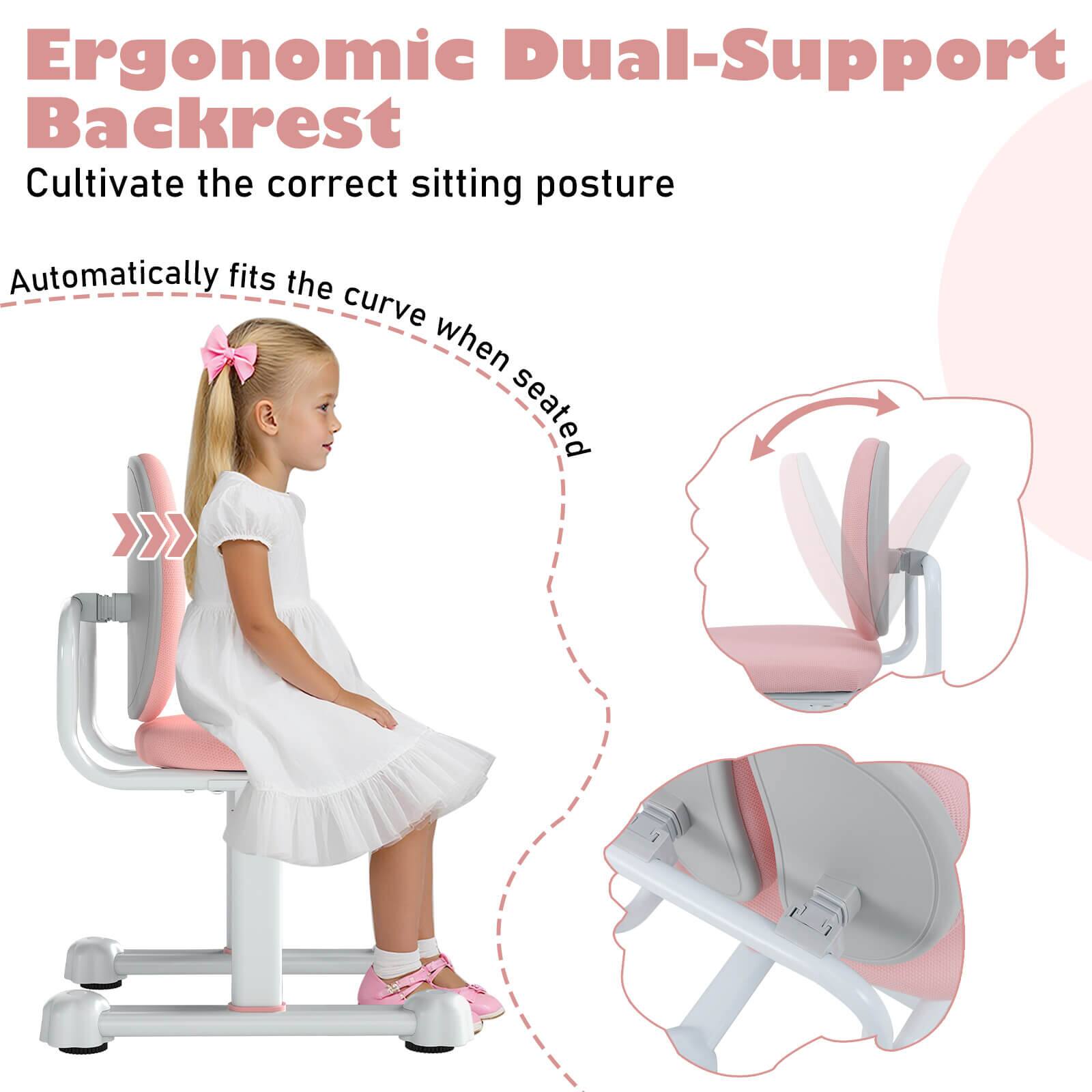 Ergonomic Dual-Support Backrest  
Cultivate the correct sitting posture  

Automatically fits the curve when seated