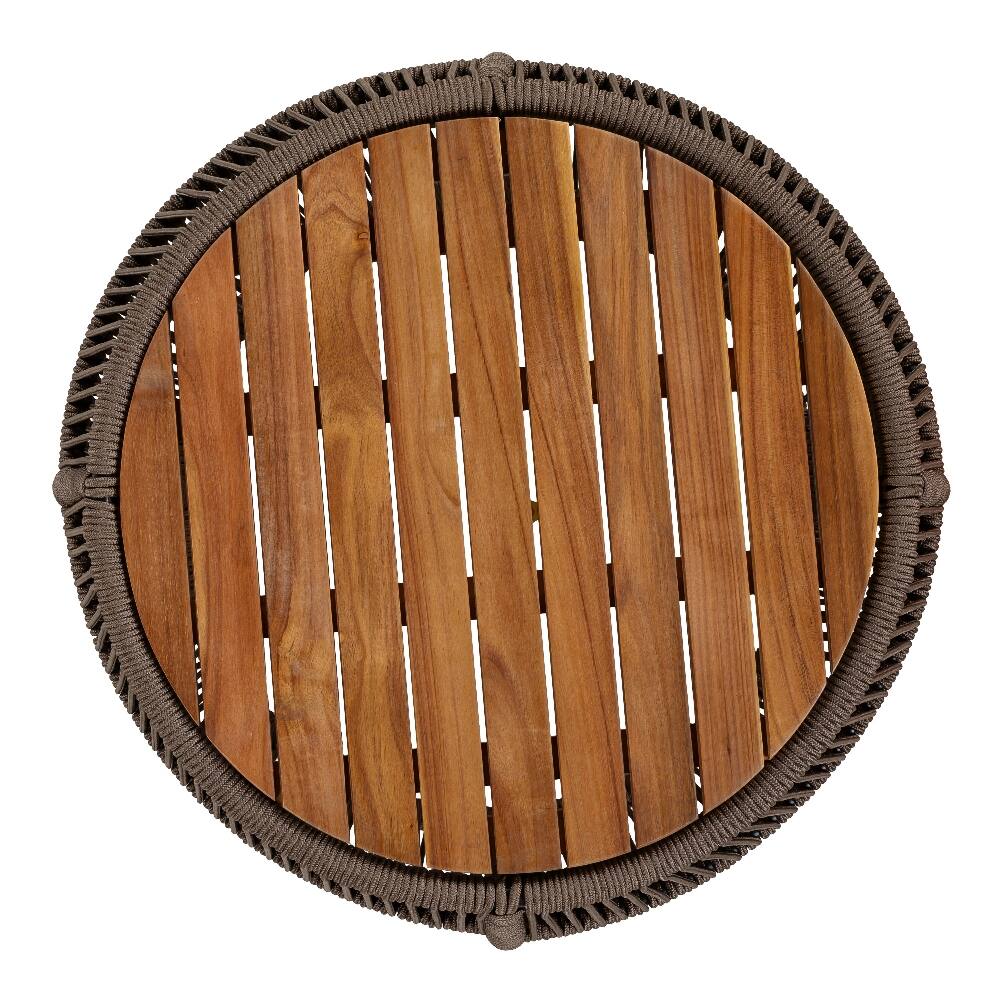 Alt View 4. Loheer - Loheer Acacia Wood Side Table Round Outdoor Table Grey Rope - Grey.