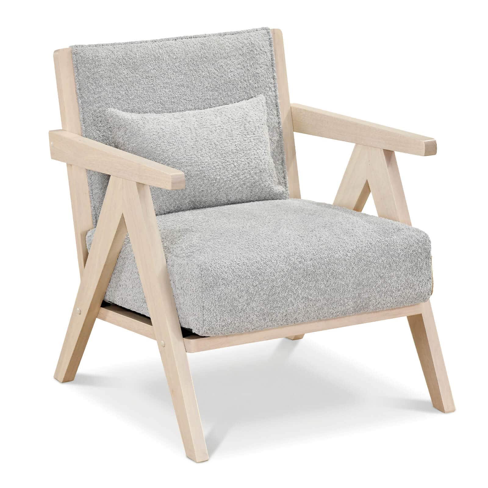 Costway - Mid-Century Modern Accent Chair Soft Chenille Fabric Sofa Chair with Backrest - Gray