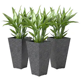 Outsunny - 28 Inch Tall Planters for Outdoor Plants, Set of 3 Plastic Flower Pots with Marble Finish and Drainage Holes