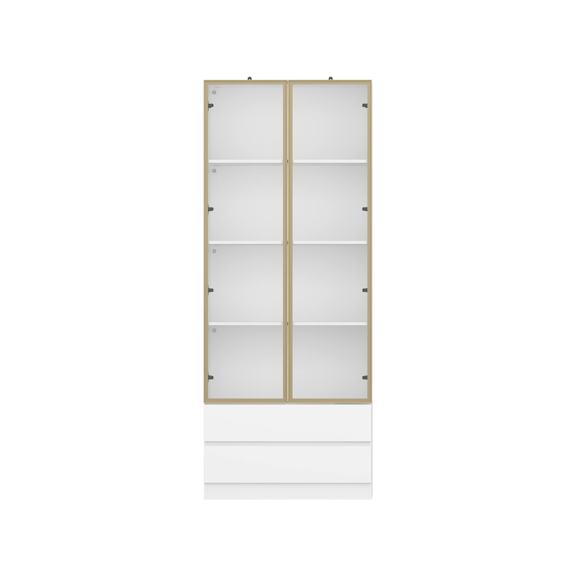 Left. FUFU & GAGA - FUFU&GAGA Glass - Door Display Cabinet: Press - Open Design Curio Cabinet 3 - Color Lighting for Multi - Scene Use - White.