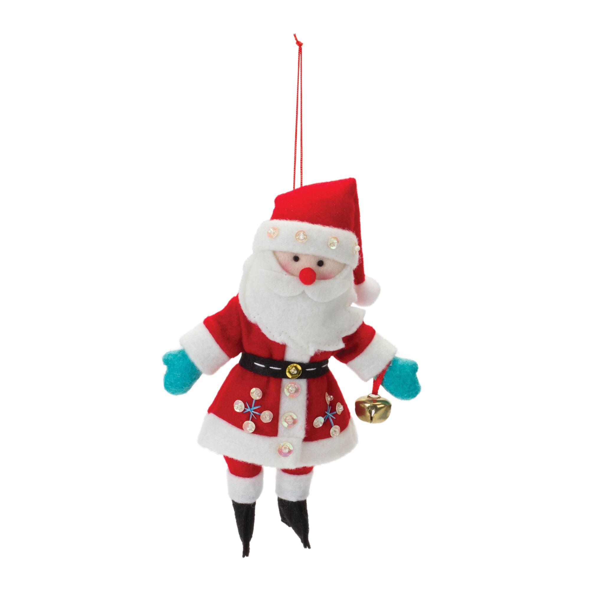 Angle. BreeBe - Plush Santa Ornament  (Set of 12) - Red, White.