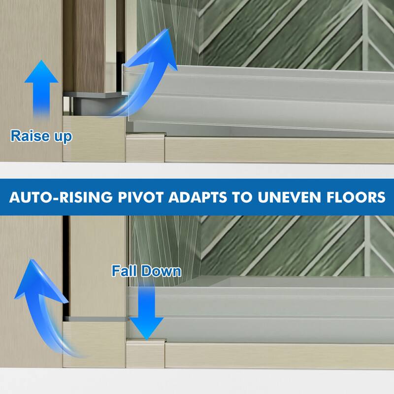 Raise up  
AUTO-RISING PIVOT ADAPTS TO UNEVEN FLOORS  
Fall Down