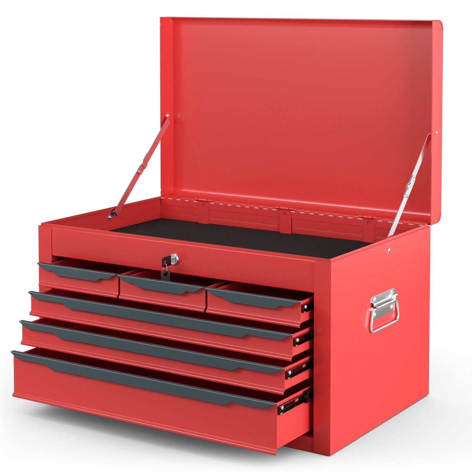 Alt View 9. Gymax - Gymax 24'' Tool Chest Case Steel Tool Box w/ 6 Drawers Top Storage Automatic Lock Red - Red.