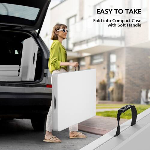 EASY TO TAKE  
Fold into Compact Case with Soft Handle
