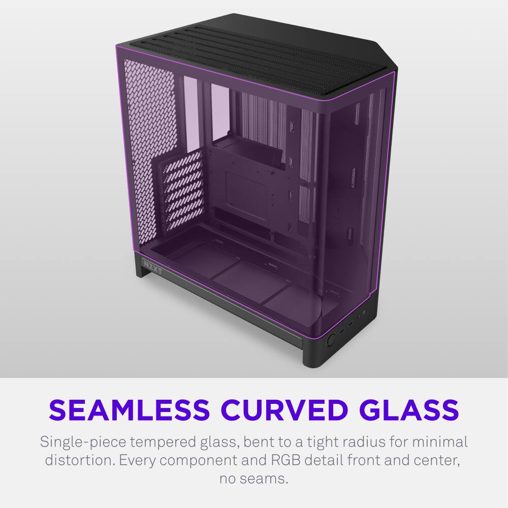 SEAMLESS CURVED GLASS

Single-piece tempered glass, bent to a tight radius for minimal distortion. Every component and RGB detail front and center, no seams.