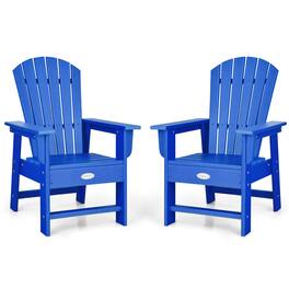 Costway - Set of 2 Kids Patio Adirondack Chair Armchair Weather Resistance Outdoor Chair - Blue