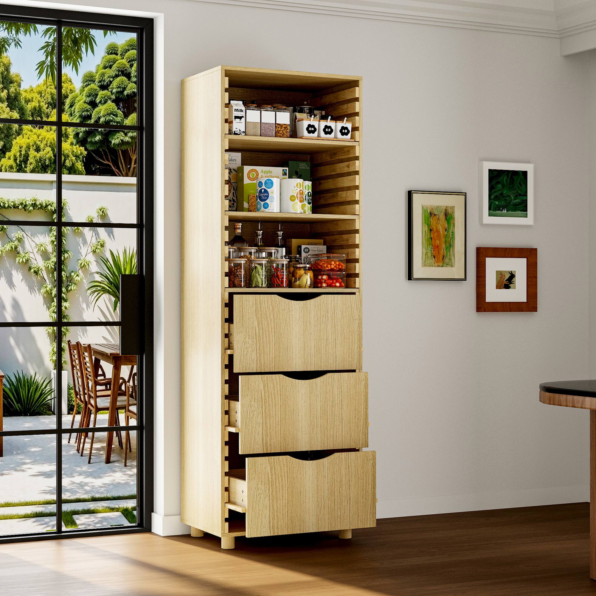 Alt View 1. Famapy - All - Wood Kitchen Storage Cabinet with Customizable Shelves & Drawers - Wooden.