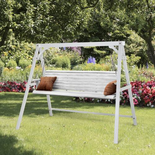 Alt View 7. Winado - 5FT Wooden Porch Swing Frame Only A-Frame Porch Swing Stand w/ Stability Bar, Wood Swing Hanger for Outdoor Garden Patio - White.