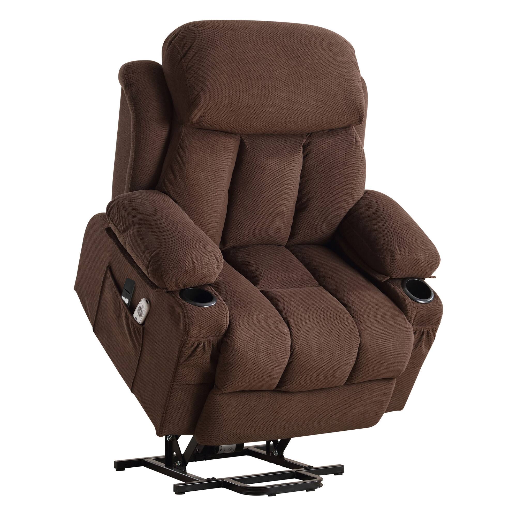 Alt View 4. GOODSILO - Power Lift Recliner Chair with Heat & Massage, Electric Fabric Recliner for Elderly with USB Port & Remote - Brown.