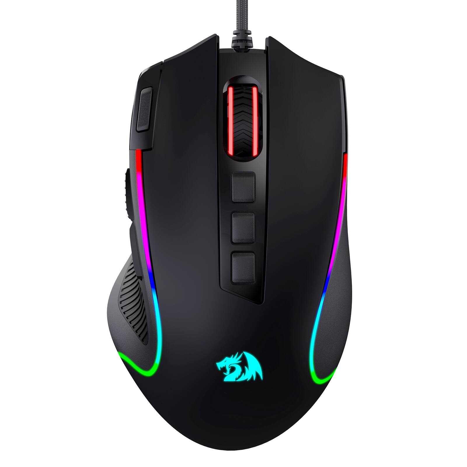 Front. REDRAGON - M612 Wired RGB Optical Gaming Mouse 8000 DPI Remapping Keys - Black.
