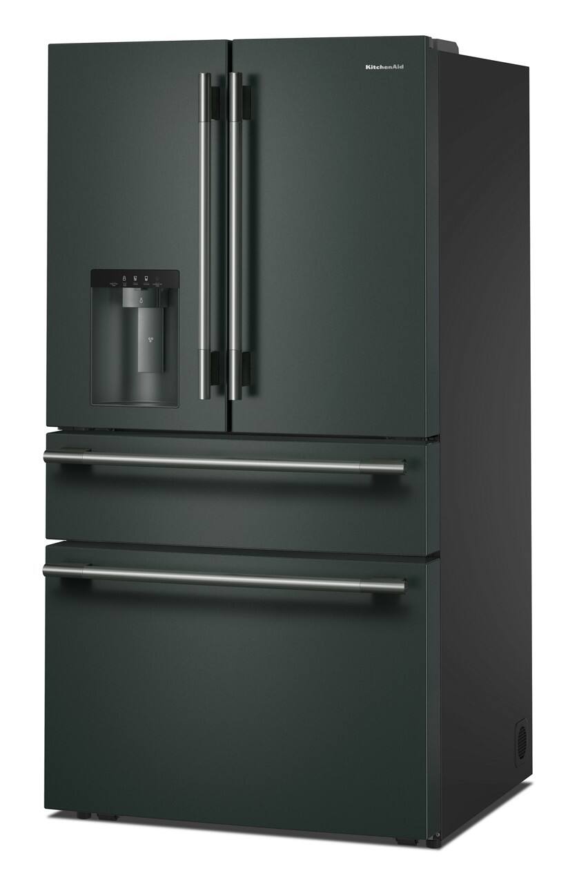 Left. KitchenAid - 29 Cu. Ft. French Door Refrigerator with Exterior Water and Ice and FreshChill - Juniper.
