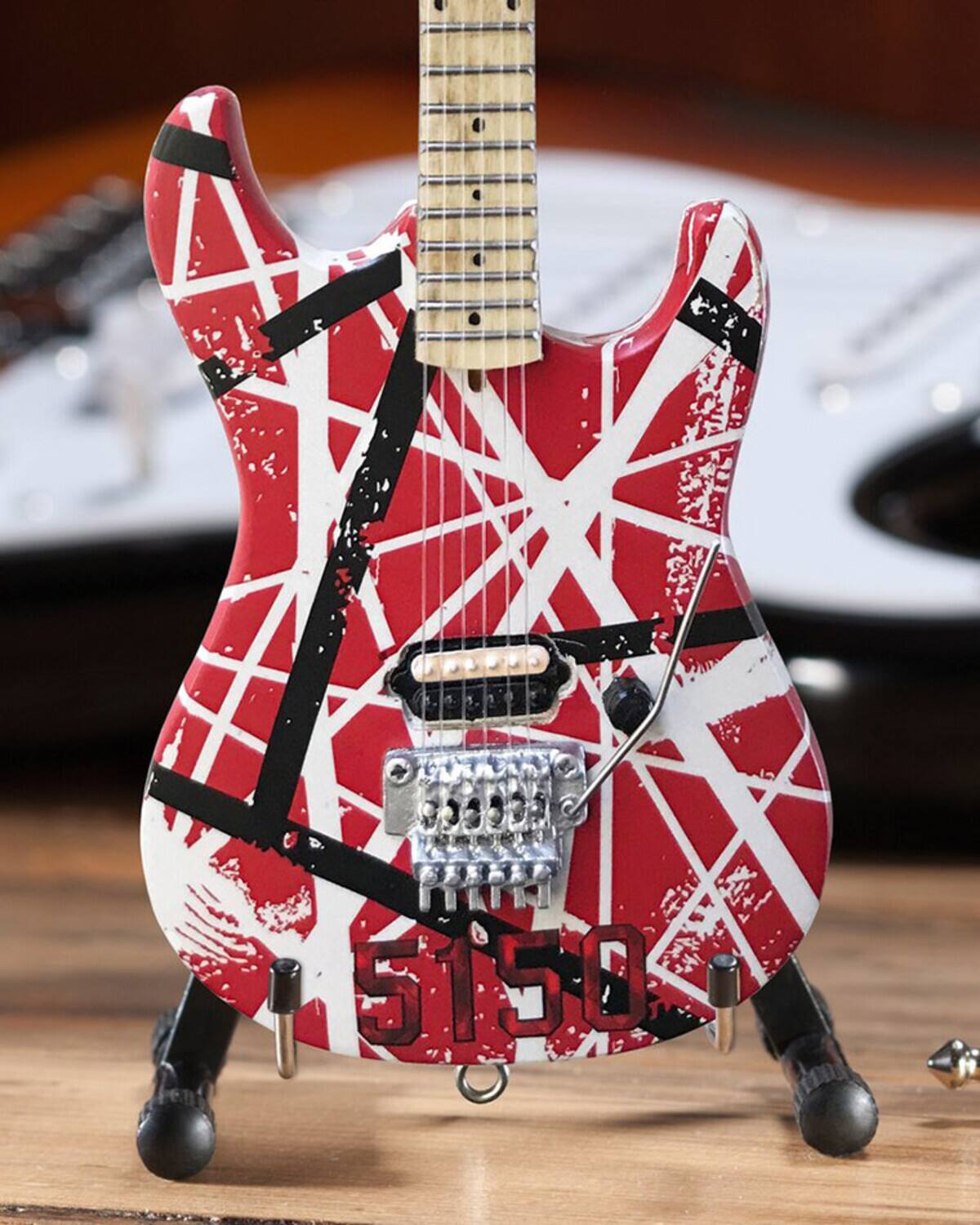 Alt View 4. PopMarket - Eddie Van Halen - EVH - Eddie Van Halen - 5150 Red White & Black Mini Guitar Replica Collectible - COLLECTIBLES - Multicolor.