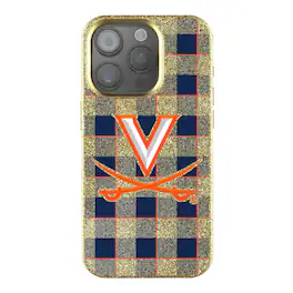 Keyscaper - NCAA - Virginia Cavaliers Plaid Bling iPhone Case - 14 - Gold